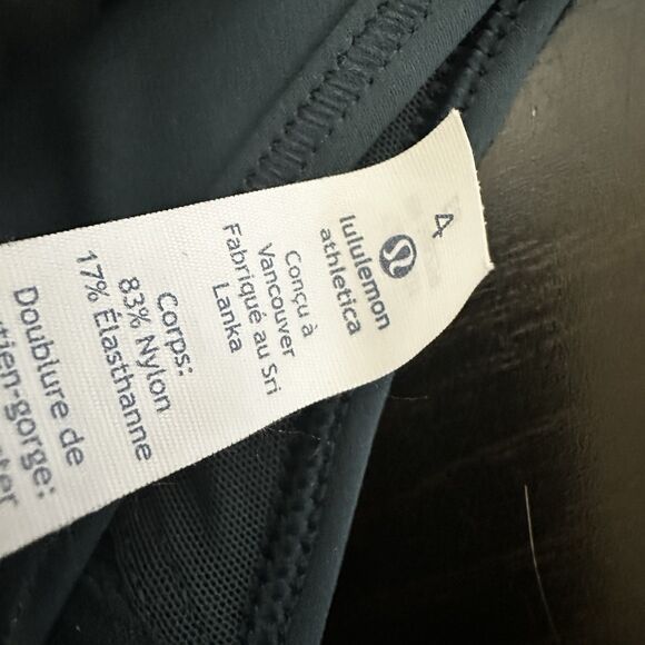 Lululemon Run The Day Bra Submarine Black Mesh Nulux Long Line Size 4 - Picture 3 of 3